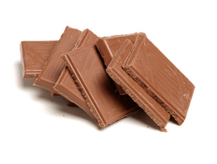 stack of chocolate on white background