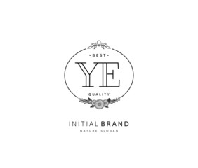 Y E YE Beauty vector initial logo, handwriting logo of initial signature, wedding, fashion, jewerly, boutique, floral and botanical with creative template for any company or business.