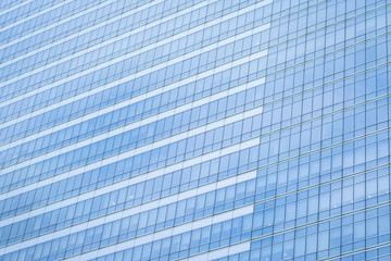 Blue glass windows of modern office building
