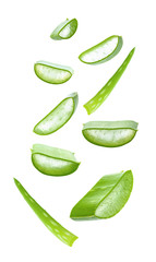 Aloe vera sliced on white background