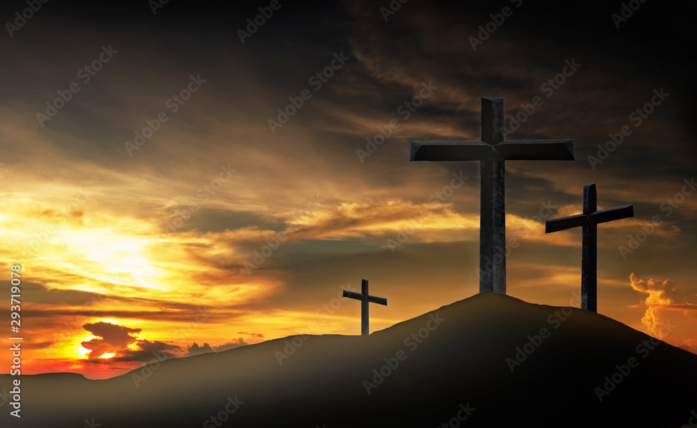 Wall mural cross crucifixion of the crucifixion on the summit of Jesus Christ