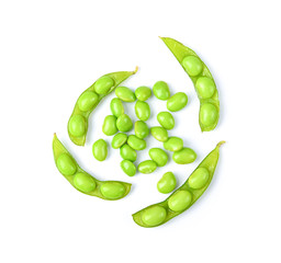 green soy bean on white background