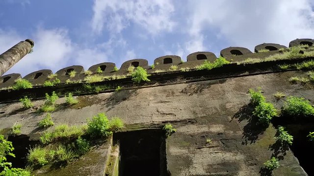 View of the fort wall of uparkot fort in Junagadh, Gujarat, India