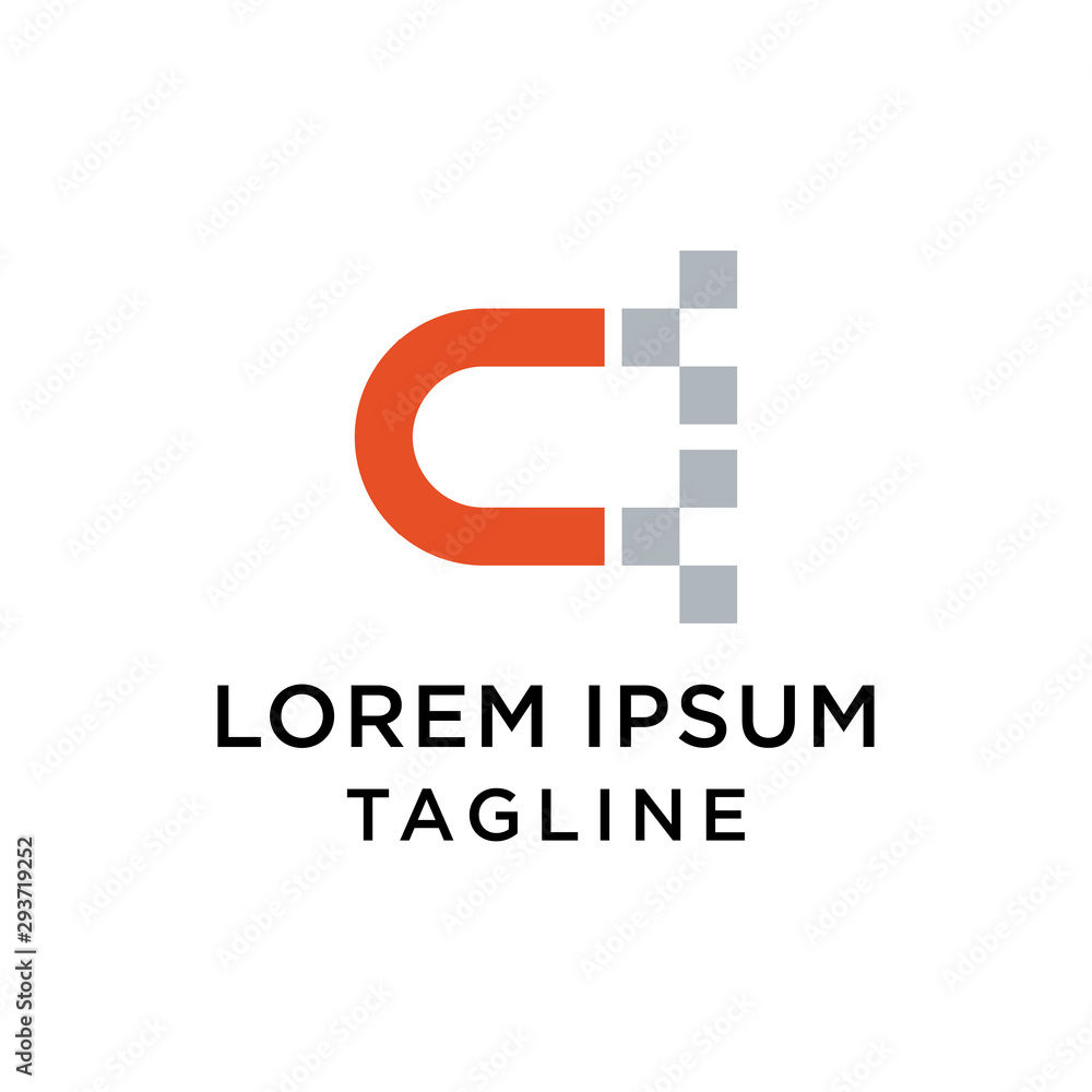 Poster Initial C Tech Logo Design Template Vector