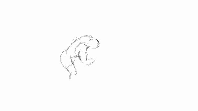 FreesTime lapse video 2D animation of a drawing of two wrestlers freestyle wrestling or grappling on white screen in HD high definition.tyle Wrestling Drawing Time Lapse 2D Animation