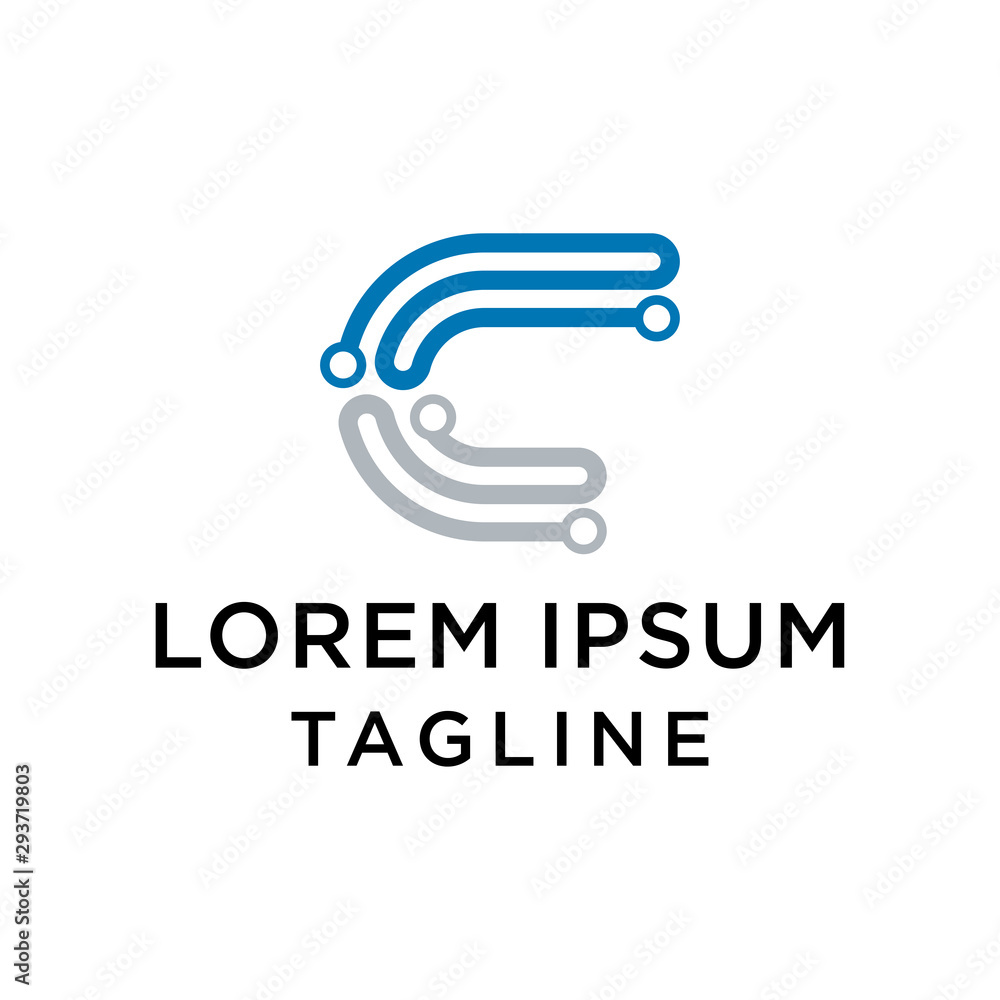 Poster Initial C Tech Logo Design Template Vector