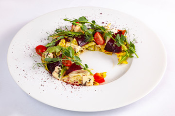 Salad with vegetables and pea shoots