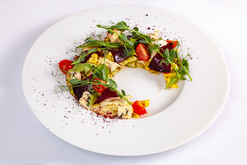 Salad with vegetables and pea shoots