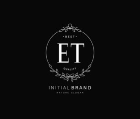 E T ET Beauty vector initial logo, handwriting logo of initial signature, wedding, fashion, jewerly, boutique, floral and botanical with creative template for any company or business.