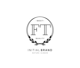F T FT Beauty vector initial logo, handwriting logo of initial signature, wedding, fashion, jewerly, boutique, floral and botanical with creative template for any company or business.