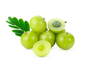 Fresh indian gooseberry on white background