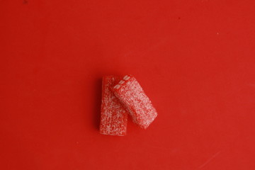 delicious red and white jelly gum brick