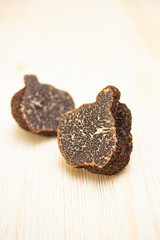 Black truffles on the table