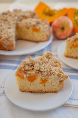 home made apple pumpkin pie on a table