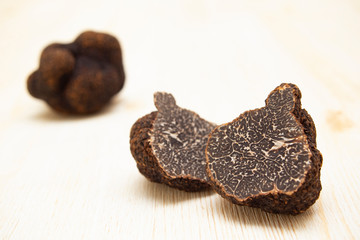 Black truffles on the table
