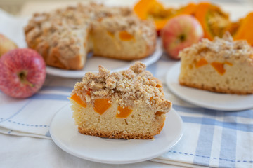 home made apple pumpkin pie on a table