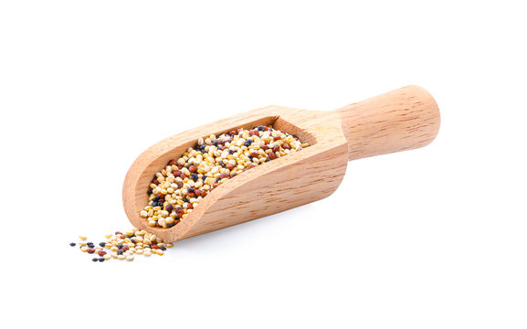 Tri Color Quinoa On White Background