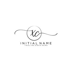 XC Initial handwriting logo with circle template vector.
