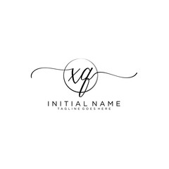 XQ Initial handwriting logo with circle template vector.