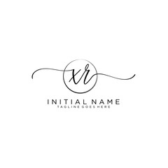 XR Initial handwriting logo with circle template vector.