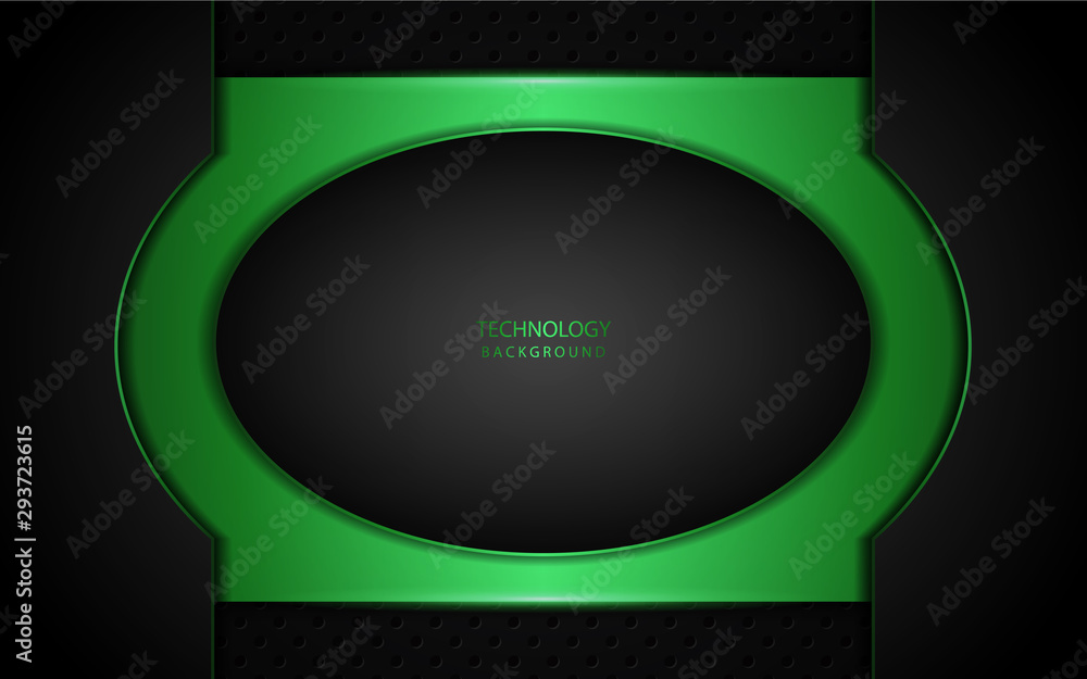 Poster abstract 3d metallic green and black frame layout design tech innovation concept geometric backgroun
