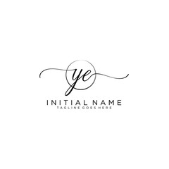 YE Initial handwriting logo with circle template vector.