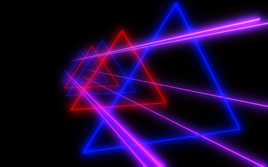 abstract architecture tunnel with neon light. 3d illustration