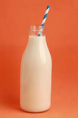 glass bottle with delicious milk..