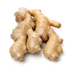 fresh ginger on white background 