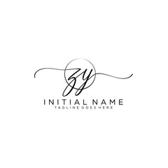 ZY Initial handwriting logo with circle template vector.