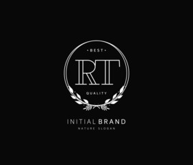 R T RT Beauty vector initial logo, handwriting logo of initial signature, wedding, fashion, jewerly, boutique, floral and botanical with creative template for any company or business.