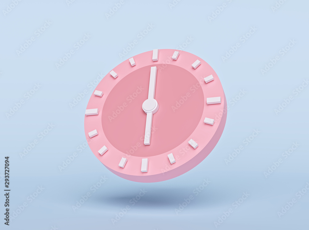 Poster concept of time. analog clock minimal style. 3d rendering