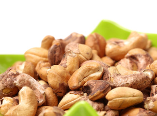 cashew nuts on white background 