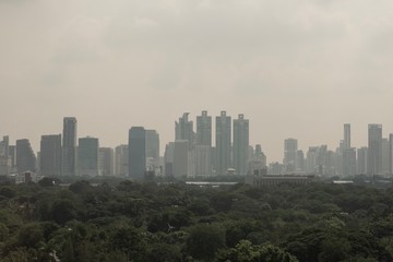 Fototapeta na wymiar The PM 2.5 pollution in Bangkok city,Thailand,Oct 01 ,2019