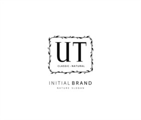 U T UT Beauty vector initial logo, handwriting logo of initial signature, wedding, fashion, jewerly, boutique, floral and botanical with creative template for any company or business.