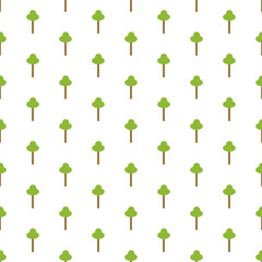 Vector seamless pattern with trees icon elements. Repeatable green tree elements on a white background