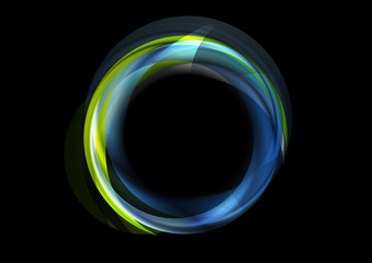 Colorful blue and green glowing abstract circular logo background. Vector modern ring corporate design