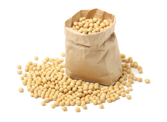 soy beans on white background.