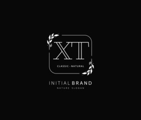X T XT Beauty vector initial logo, handwriting logo of initial signature, wedding, fashion, jewerly, boutique, floral and botanical with creative template for any company or business.
