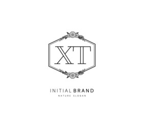 X T XT Beauty vector initial logo, handwriting logo of initial signature, wedding, fashion, jewerly, boutique, floral and botanical with creative template for any company or business.