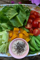 Healthy vegetables on a wooden table