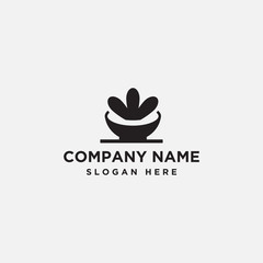 bowl leaf logo design - vector