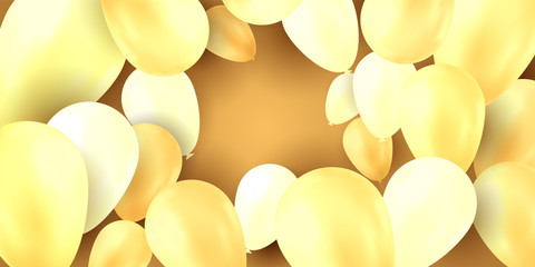 Balloons party birthday. Colorful vector realistic banner. Gift flyer, balloons poster.