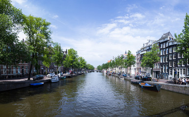 Canal for boat transport in Amsterdam city