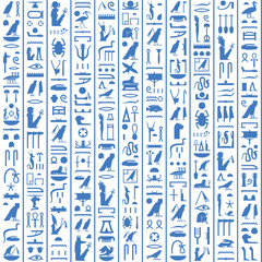 Hieroglyphs of Ancient Egypt dark blue