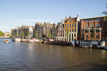 amsterdam canals and houses in netherlands