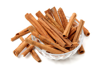 Cinnamon on a white background