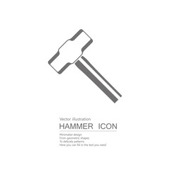 Vector drawn hammer. Isolated on white background.