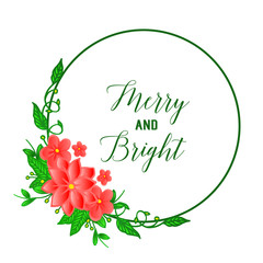 Various shape circle frame with beautiful green leafy flower, for design banner merry and bright. Vector