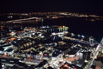 The night view of Auckland in New Zealand